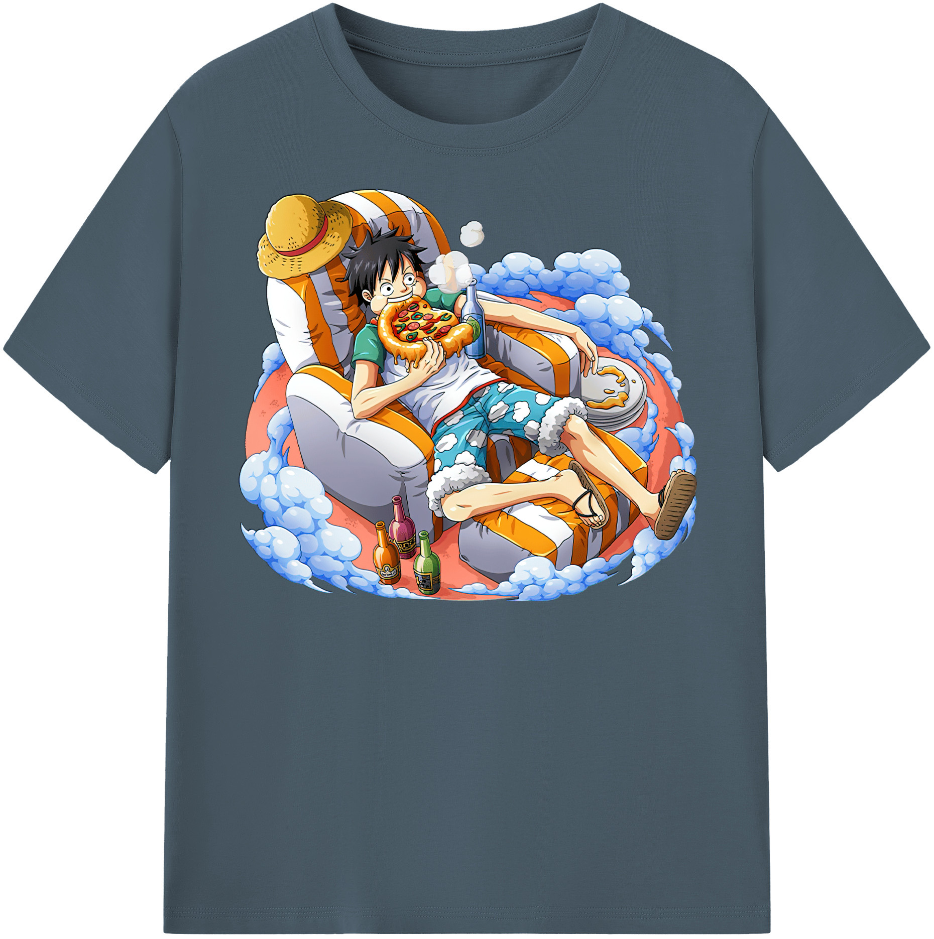 ワンピース モンキー・D・ルフィ ONE PIECE Monkey D. Luffy 綿100％半袖Tシャツ（フロントプリント）